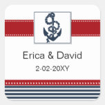 navy stripes, anchor, nautical favor stickers stickers