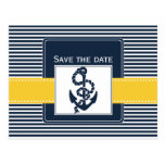 navy stripes,anchor, nautical save the date postcards