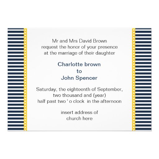 navy stripes, anchor, nautical wedding invites