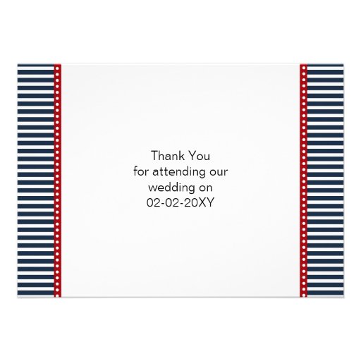 navy stripes, anchor, nautical wedding Thank you Card