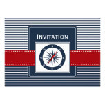 navy stripes, compass, nautical wedding invites invitations