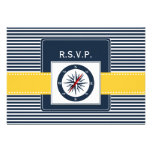 navy stripes,compass nautical wedding rsvp 3.5 x 5 invitations