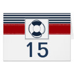 navy stripes,lifebuoy nautical  table number cards