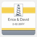 navy stripes,lighthouse, nautical favor stickers stickers