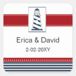 navy stripes,lighthouse, nautical favor stickers stickers