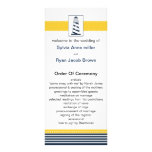 navy stripes,lighthouse, nautical wedding programs full color rack card