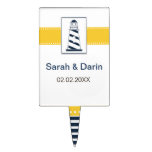 navy stripes,lighthouse, wedding cake picks