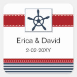 navy stripes, rudder, nautical favor stickers stickers