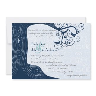 Navy Tree Swirls Wedding Invitation invitation