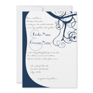 Navy Tree Swirls Wedding Invitation invitation