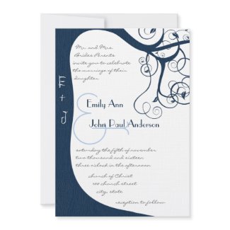 Navy Tree Swirls Wedding Invitation invitation