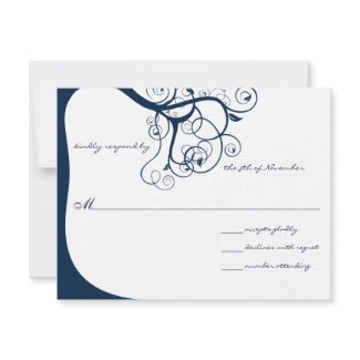 Navy Tree Swirls Wedding RSVP Invitations invitation