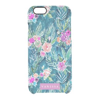 Navy Tropical Paradise Floral CUSTOMIZABLE Clear iPhone 6/6S Case