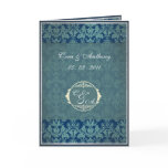 Navy Vintage Damask wedding thank you card