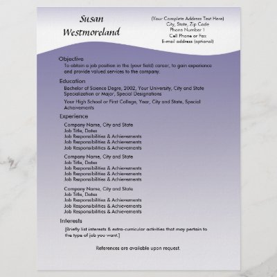 free simple resume samples. Navy Wave Custom Resume