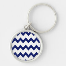 Navy White Chevrons Keychain