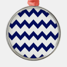 Navy White Chevrons Ornament