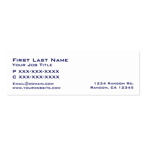 Navy white Chiropractor business cards (back side)