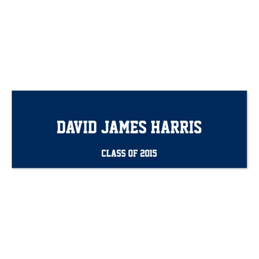 Navy white collegiate graduation insert name card business card template (front side)