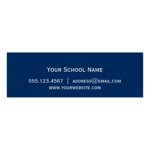 Navy white collegiate graduation insert name card business card template (back side)
