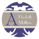 Navy White Customize Last and First Name Sticker