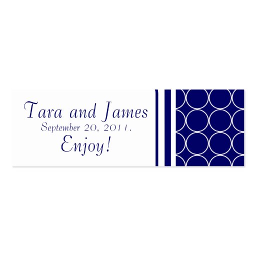 Navy White Dots Wedding Favour Tag Card Business Card (front side)