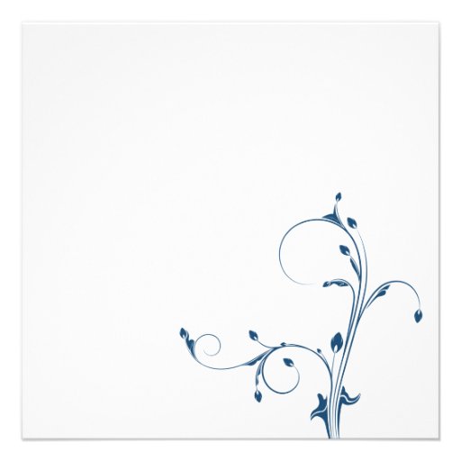 Navy White Floral Swirls Post Wedding Custom Invites