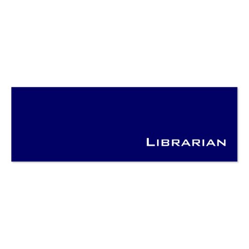 Navy white Librarian business cards (front side)