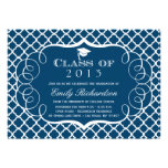 Navy + white quatrefoil graduation announcement