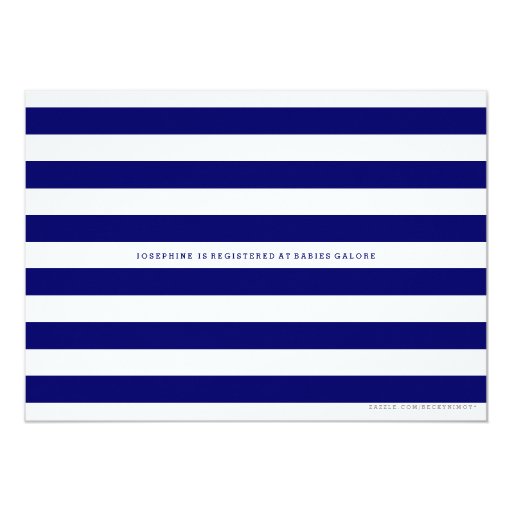 Navy & White Stripe Baby Boy Shower Gold Accents Custom Invitation