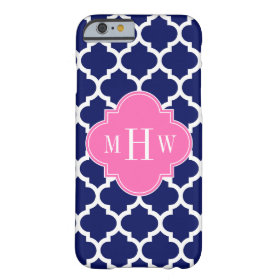 Navy Wht Moroccan #5 Hot Pink2 3 Initial Monogram Barely There iPhone 6 Case