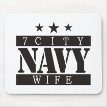 NAVY Wife - Black Mouse Pad