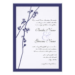 Navy Wild Flower Branches Wedding Invitation