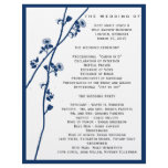 Navy Wild Flower Branches Wedding Program- letterhead