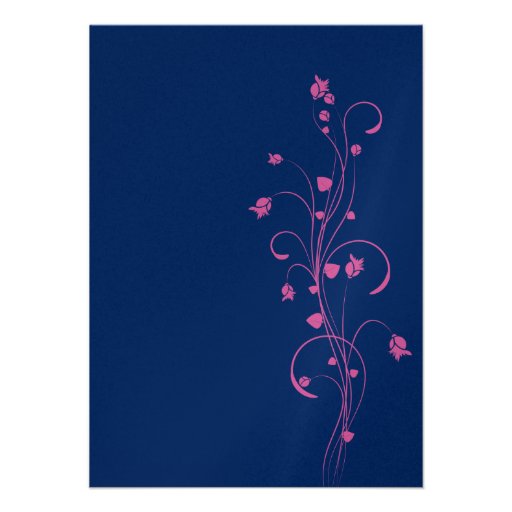 Navy With Pink Floral Design Bridal Shower Invitat Invitations