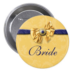 Navy yellow bridal party wedding pin