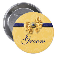 Navy yellow bridal party wedding pinback buttons