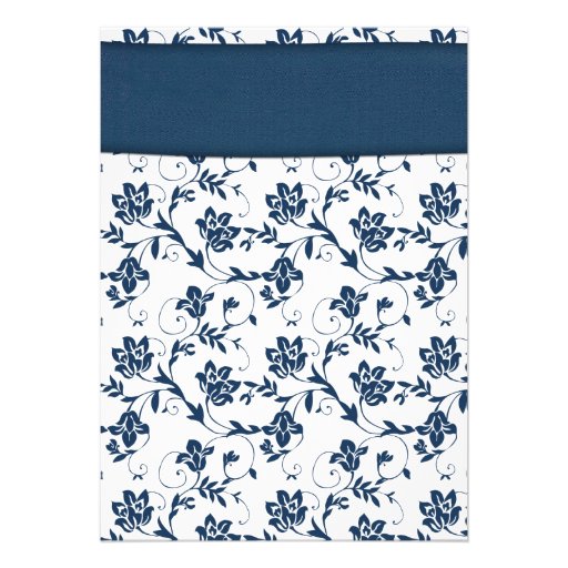 Navy Yellow Damask Daisy Wedding Invitation