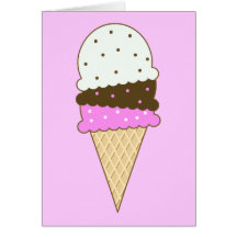 Neapolitan Ice Cream Cone Greeting Cards