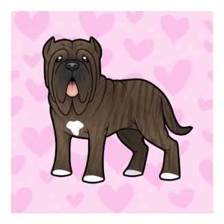 Brindle Neapolitan Mastiff Love Poster Cartoon Brindle Neapolitan Mastiff Love Hearts Poster
