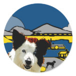 Nebraska Border Collie Round Sticker