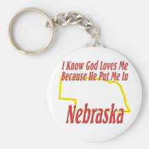 Nebraska - God Loves Me Key Chain