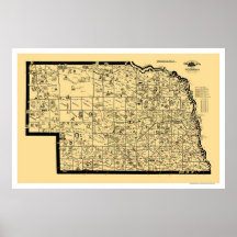 Nebraska Railroad Map 1897 Print