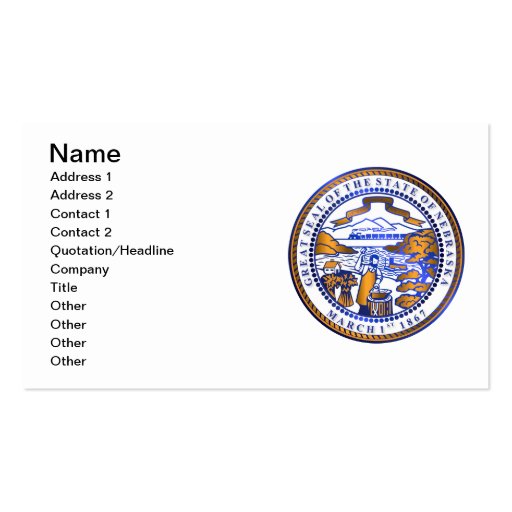 Nebraska seal business card (front side)