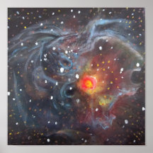 Nebula Stars Original Space Art Pointillism Poster