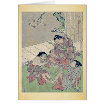 Neck tug of war by Kitao, Shigemasa Ukiyoe Greeting Cards