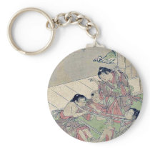 Neck tug of war by Kitao, Shigemasa Ukiyoe Keychain