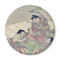 Neck tug of war by Kitao, Shigemasa Ukiyoe Refrigerator Magnet