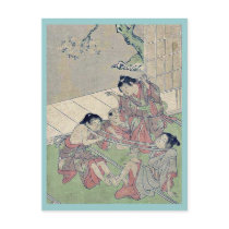 Neck tug of war by Kitao, Shigemasa Ukiyoe Post Cards