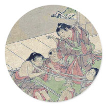 Neck tug of war by Kitao, Shigemasa Ukiyoe Round Sticker